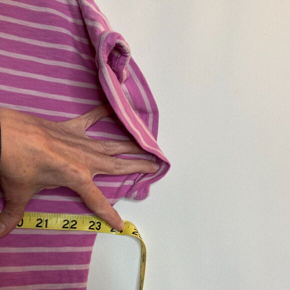 Soft Surroundings Fuchsia Striped V-Neck Short Cuffed Dolman Sleeves Size XL - Picture 8 of 9